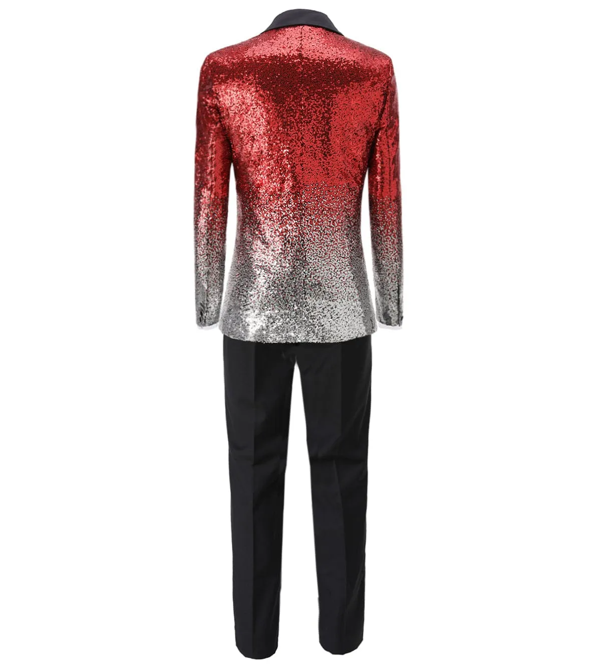 Men's Fashion Gradient Sequined Tuxedo Suit Peak Lapel Men's Suit (Blazer   Vest   Pants)