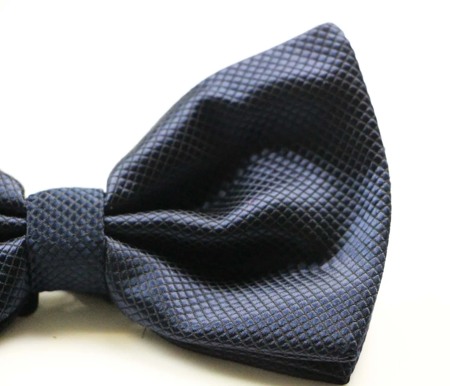 Mens Navy Plain Coloured Checkered Bow Tie