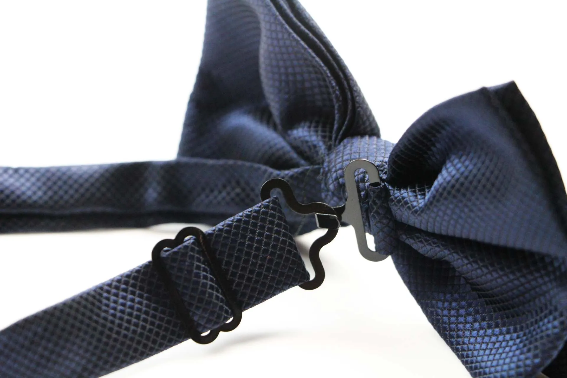 Mens Navy Plain Coloured Checkered Bow Tie