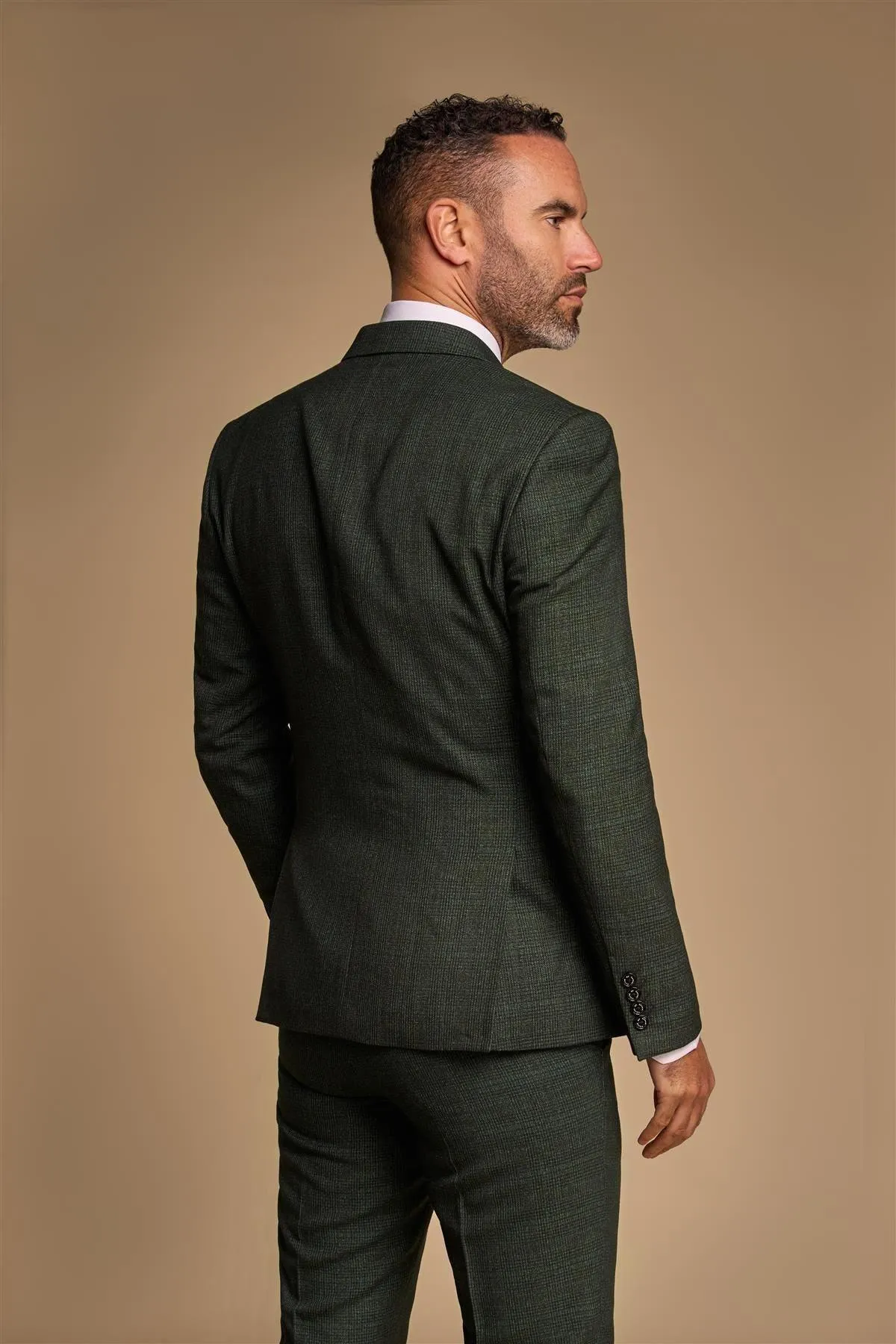 Men's Suit 2 Piece Olive Green Double Breasted Tailored Fit