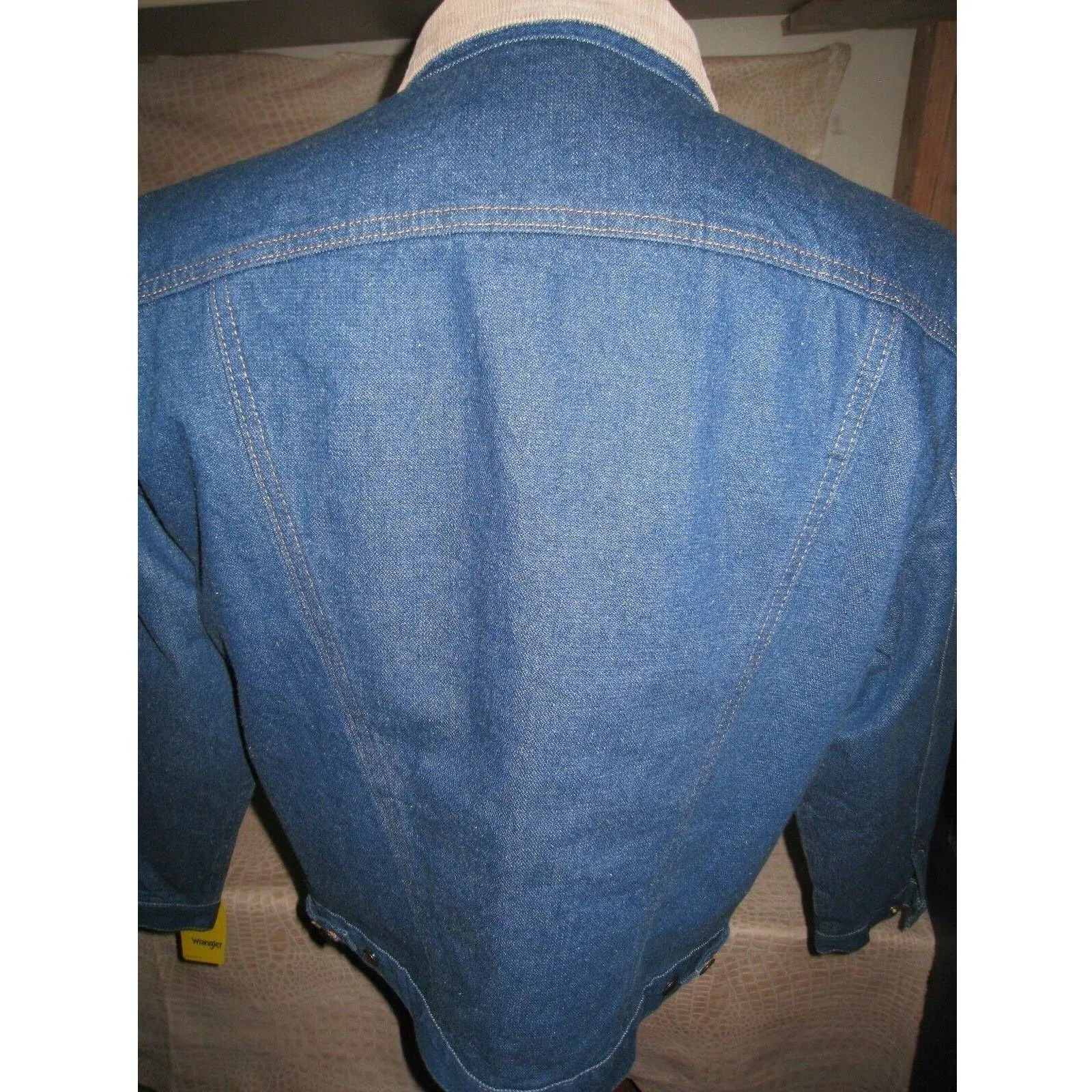 Mens Wrangler Blanket Lined Blue Denim Western Cowboy Trucker Rodeo Jacket