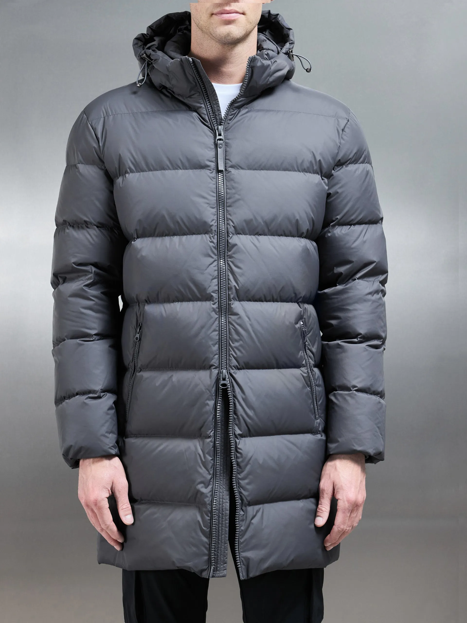 Mid Length Down Jacket in Grey