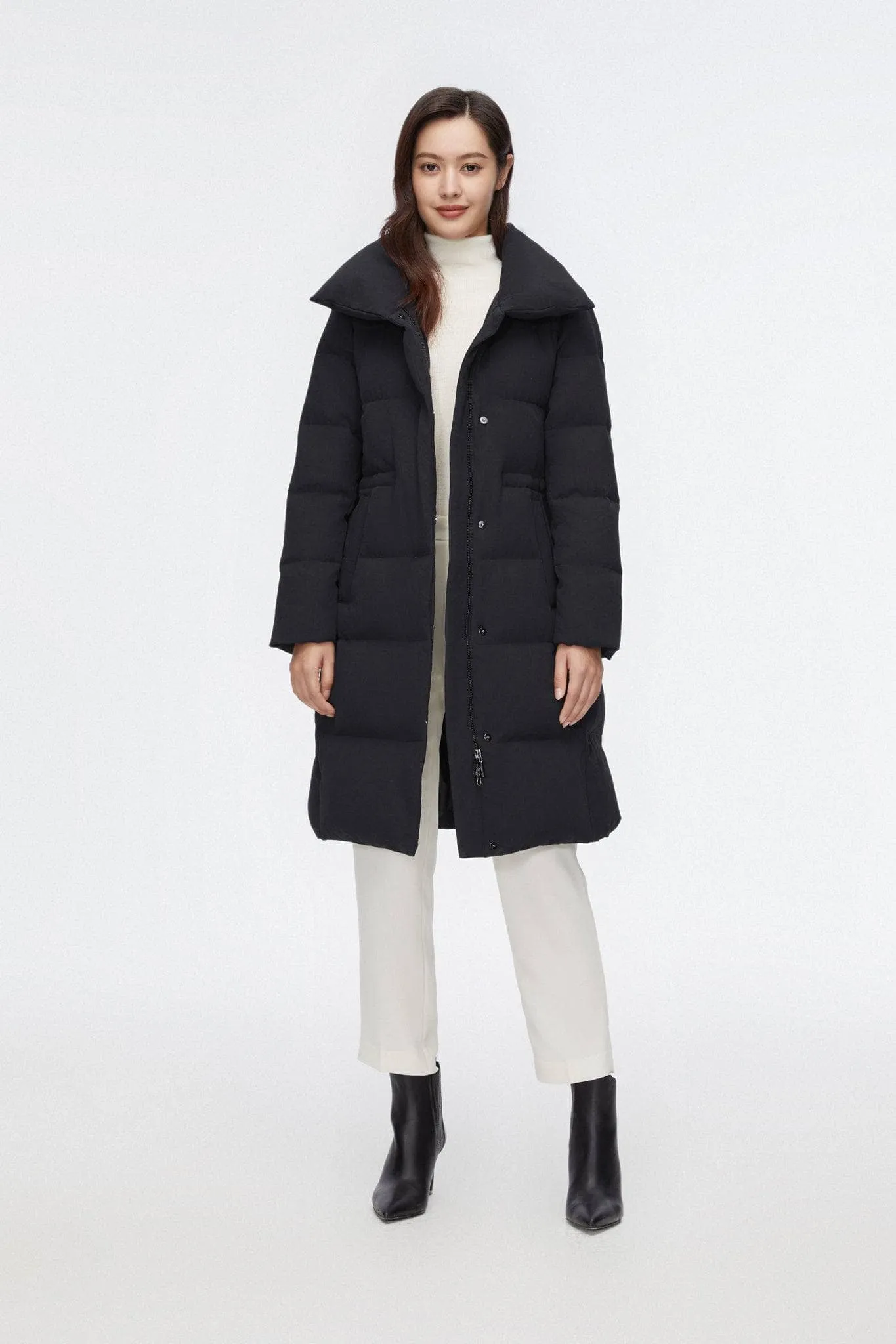 Mid-length Goose Down Jacket With Lapel