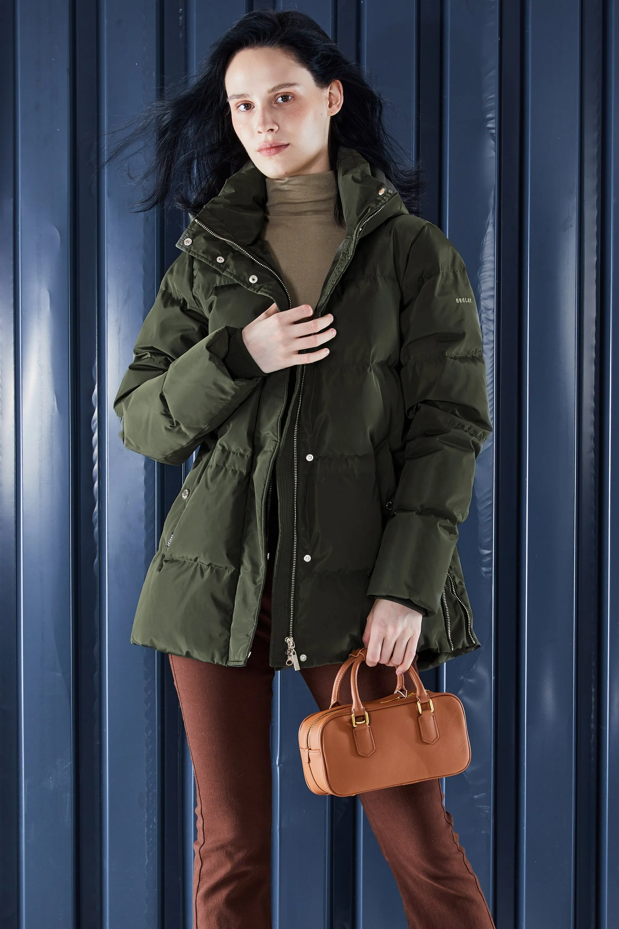 Mid-Length Hooded Down Jacket