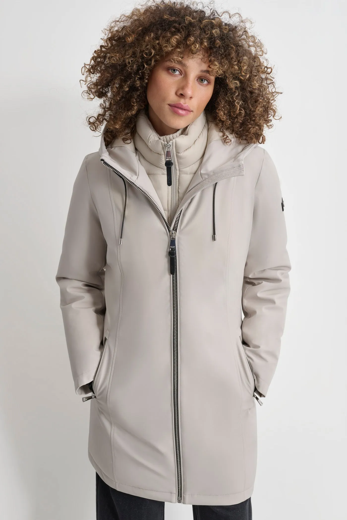 MID LENGTH HOODED SOFT SHELL JACKET