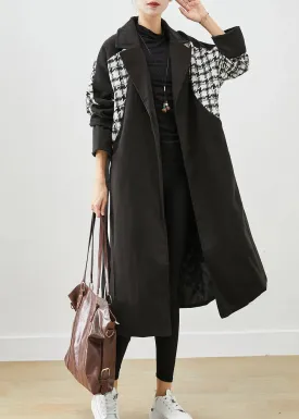 Modern Black Thick Patchwork Plaid Woolen Coat Outwear Fall ML3197