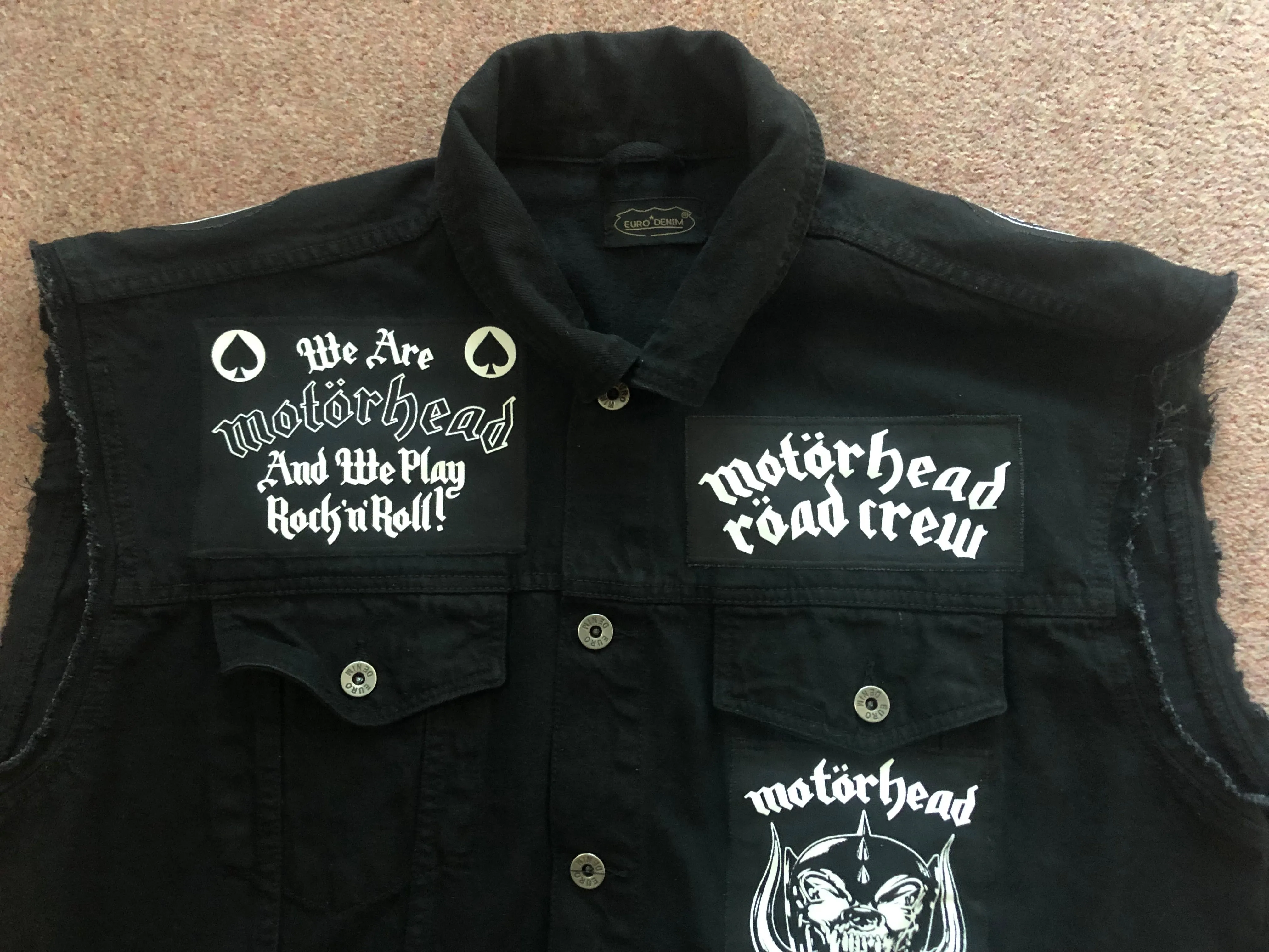 Motörhead Road Crew Everything Louder Denim Vest Cut-Off Battle Jacket Ace Of Spades