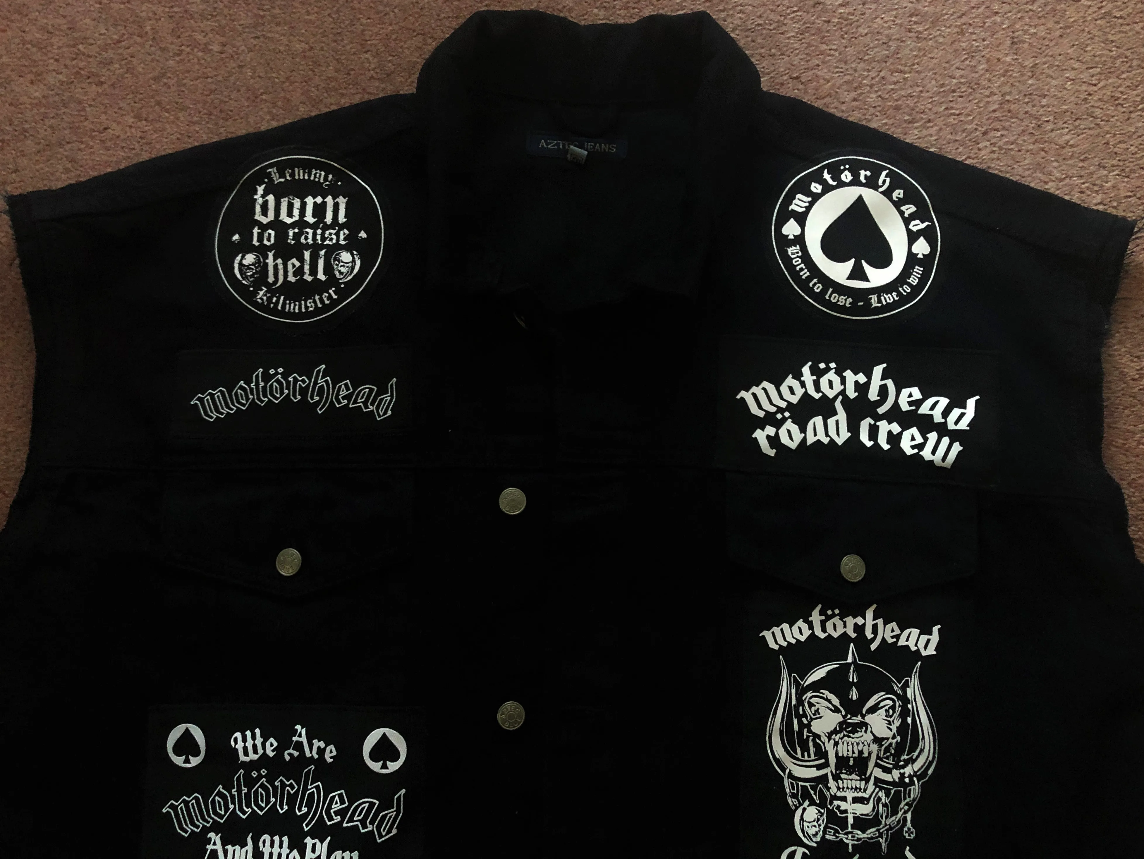 Motörhead Road Crew Everything Louder Denim Vest Cut-Off Battle Jacket Ace Of Spades