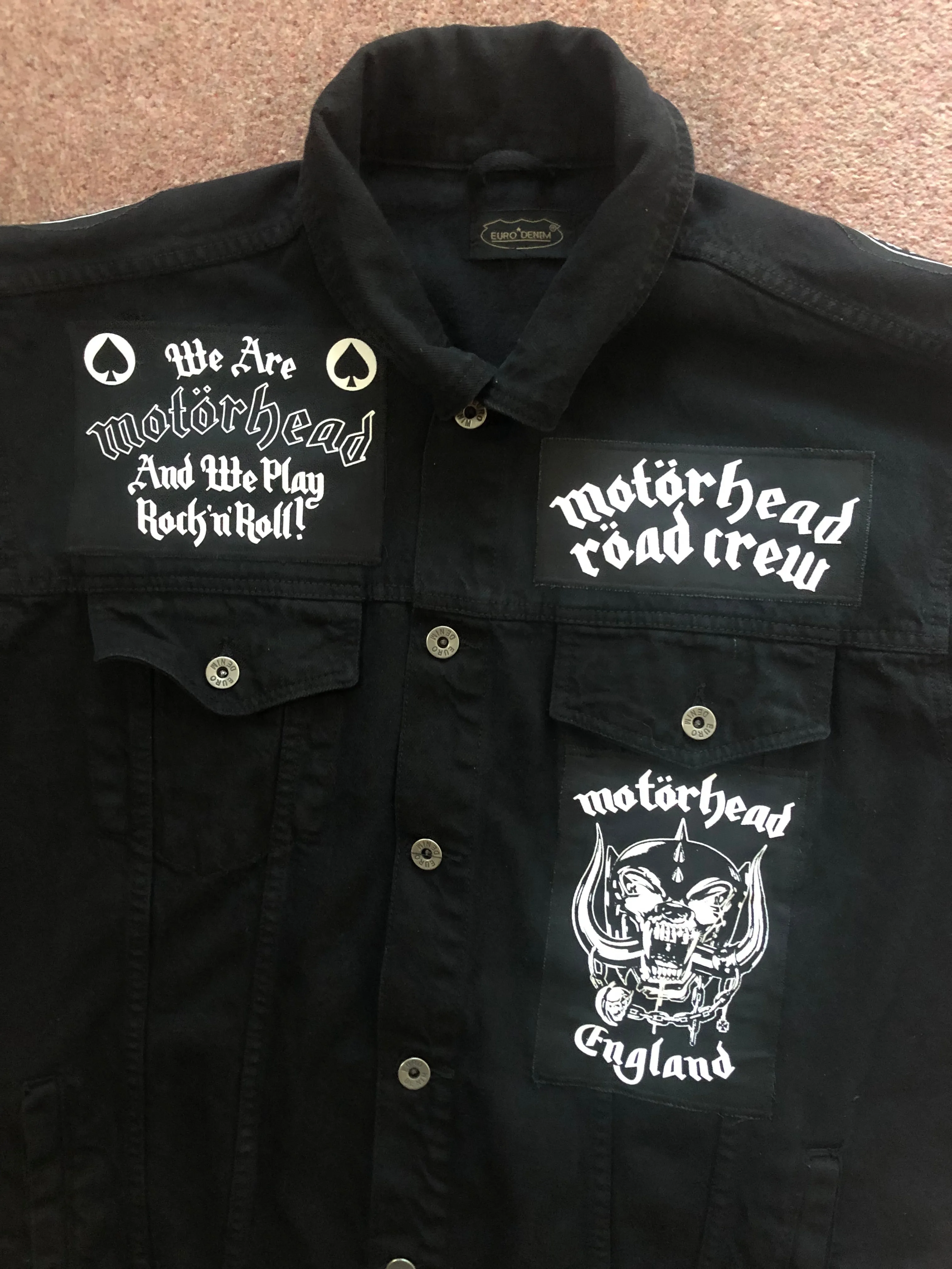 Motörhead Road Crew Everything Louder Denim Vest Cut-Off Battle Jacket Ace Of Spades