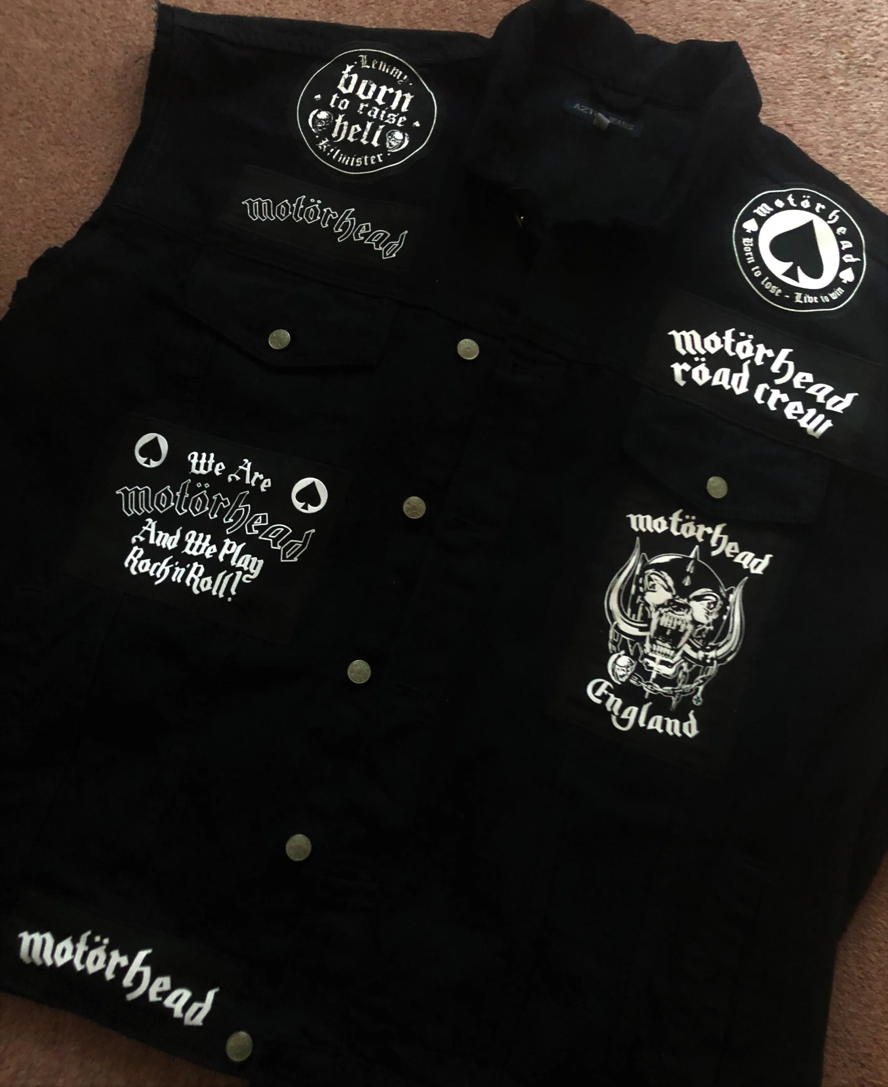 Motörhead Road Crew Everything Louder Denim Vest Cut-Off Battle Jacket Ace Of Spades