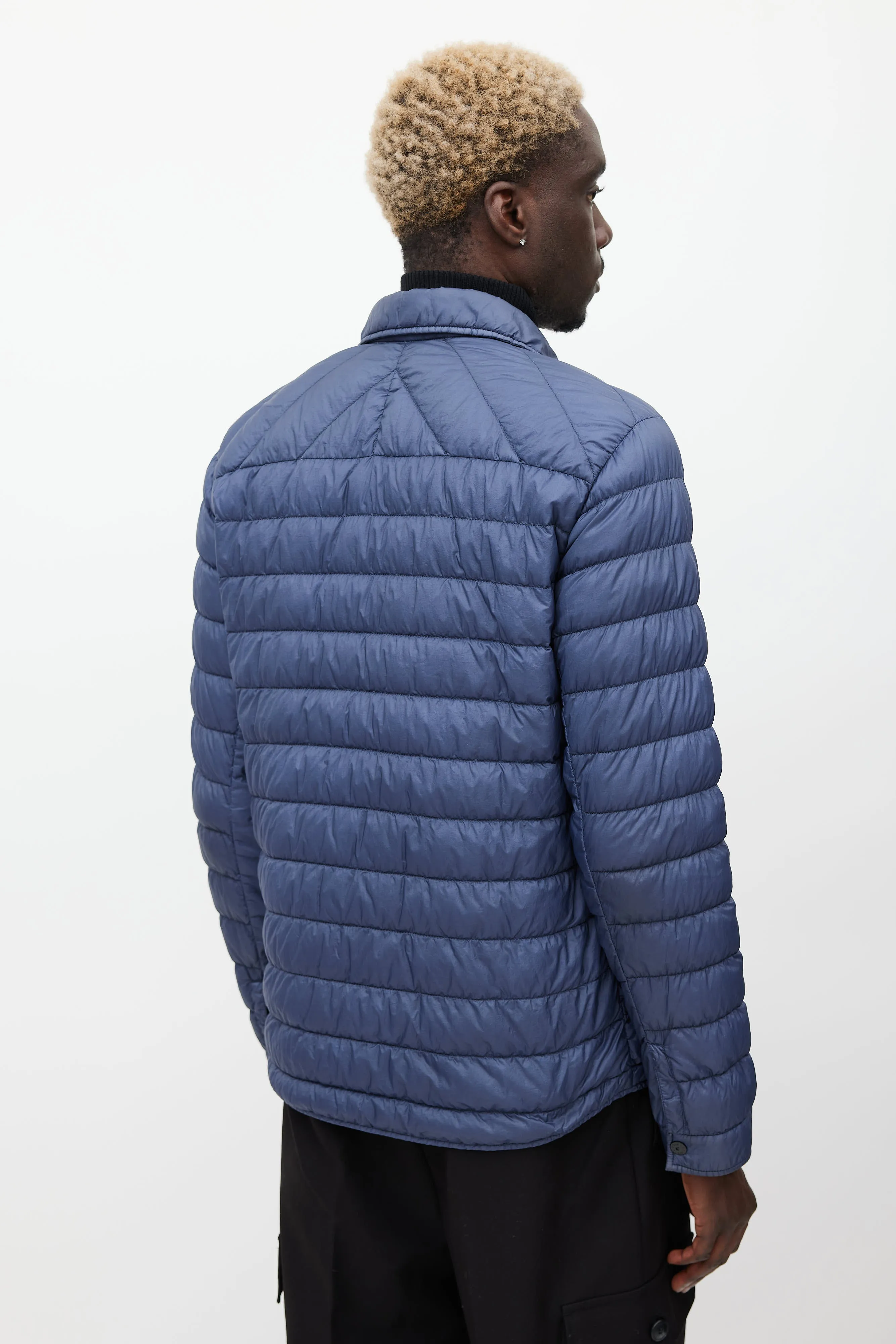 Navy Quilted Down Jacket