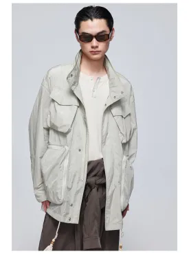 Nylon mid-length jacket