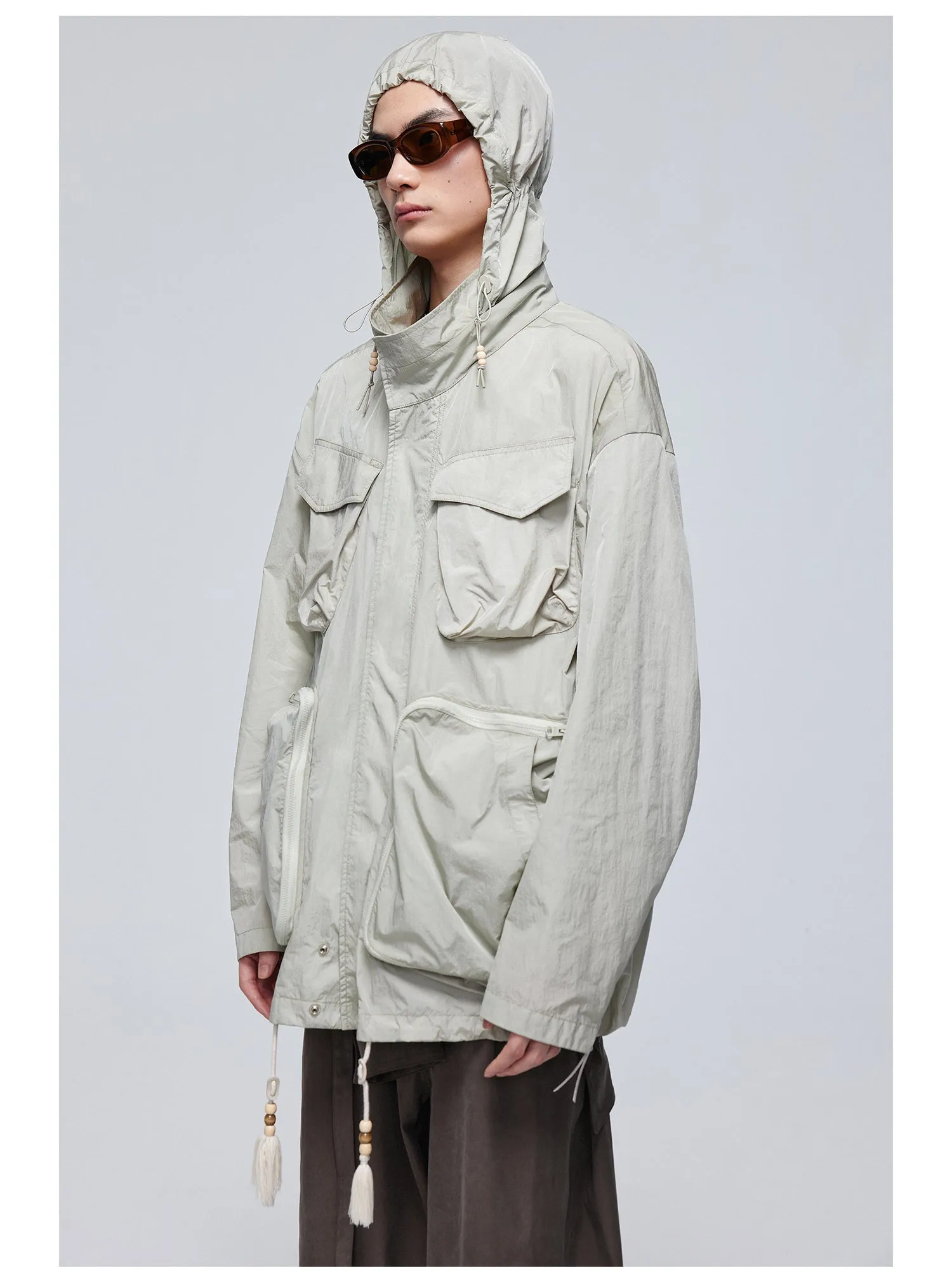 Nylon mid-length jacket