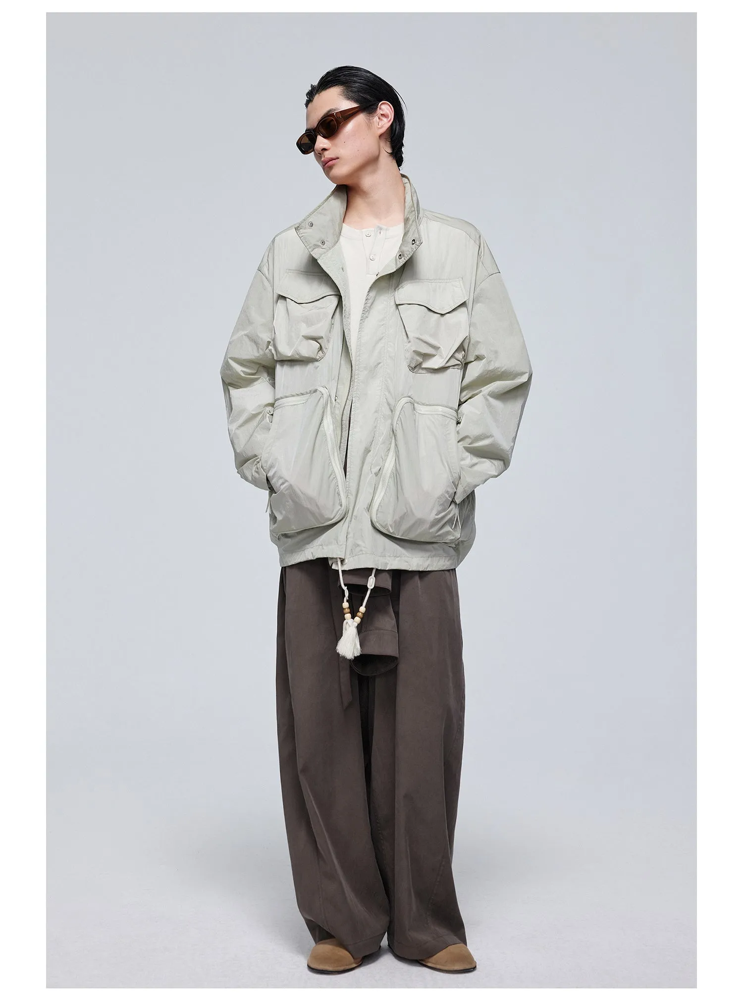 Nylon mid-length jacket