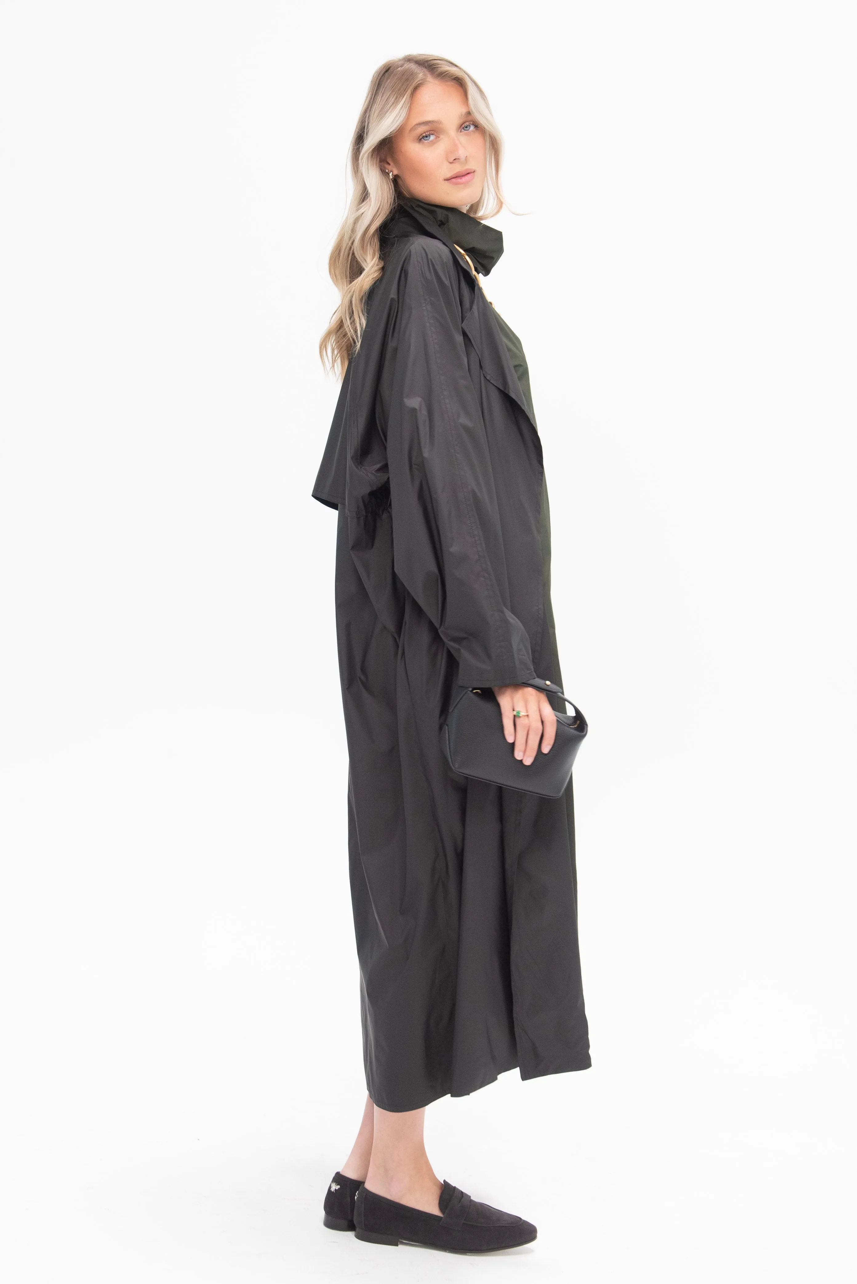 Oversized Trench Coat with Flap, Nerone