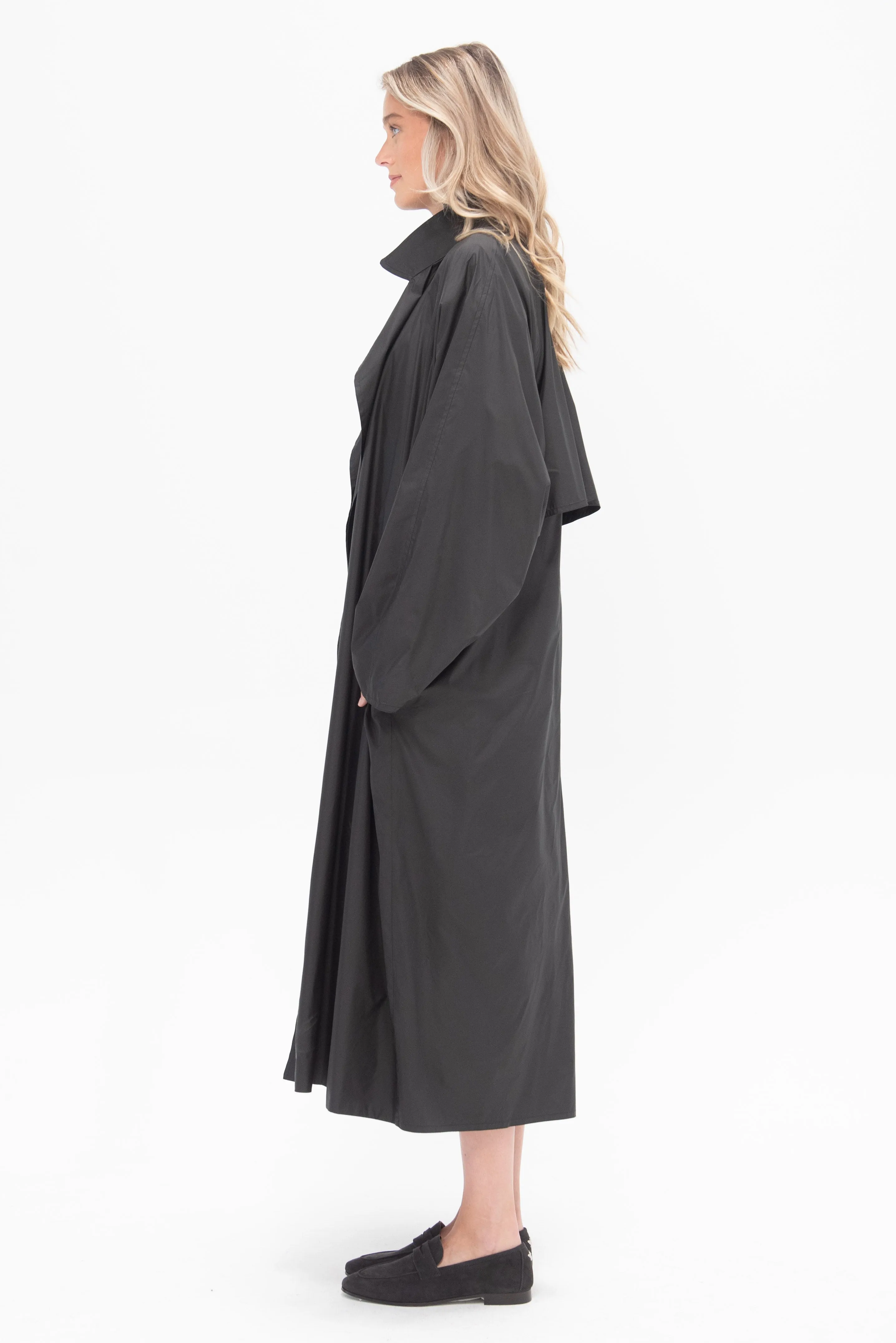 Oversized Trench Coat with Flap, Nerone