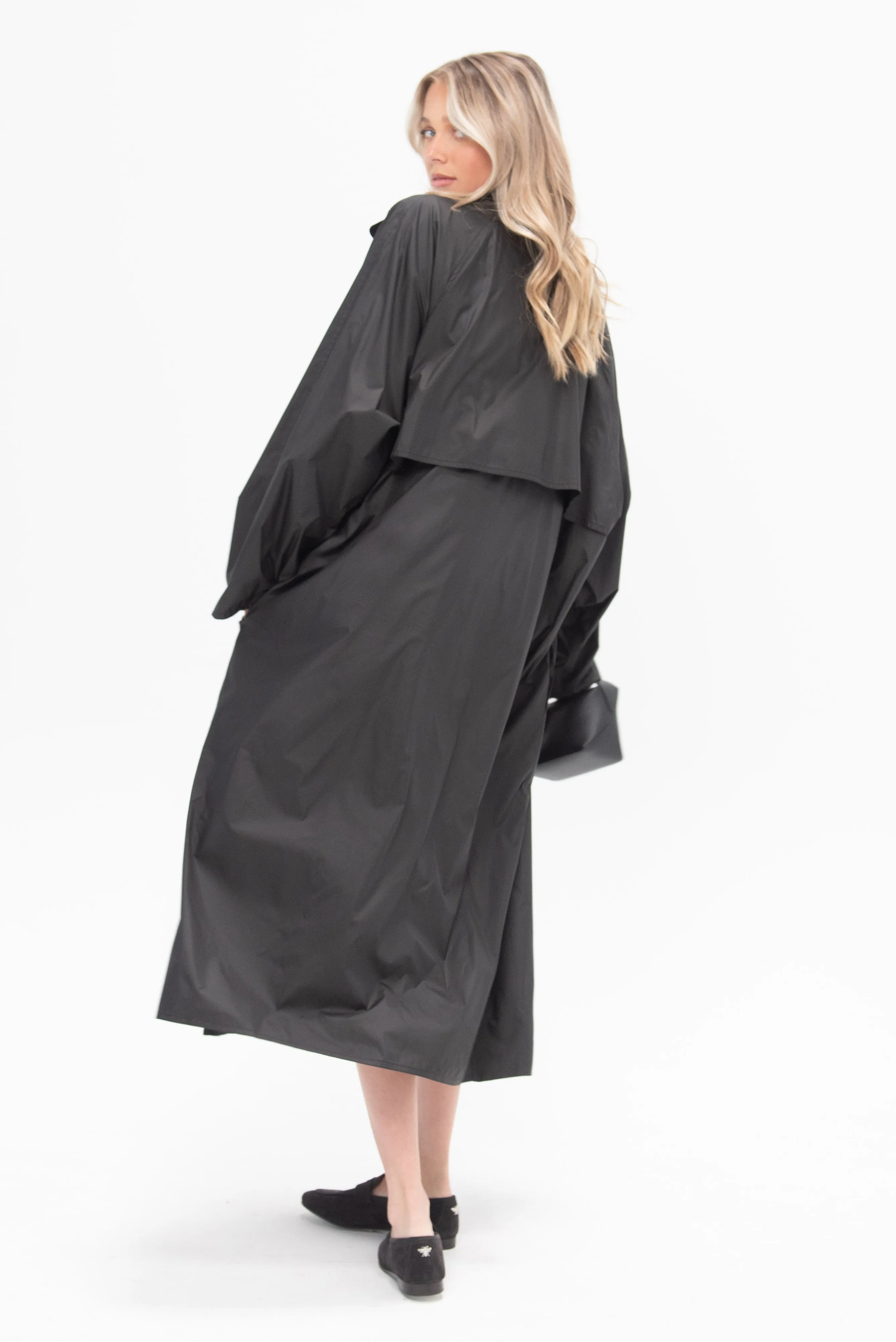 Oversized Trench Coat with Flap, Nerone