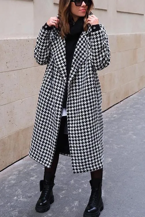 Purpdrank - Houndstooth Lapel Woolen Coat