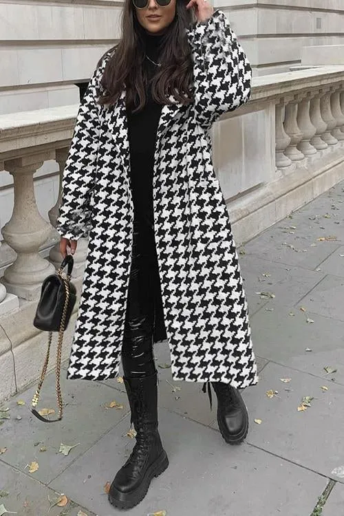 Purpdrank - Houndstooth Lapel Woolen Coat