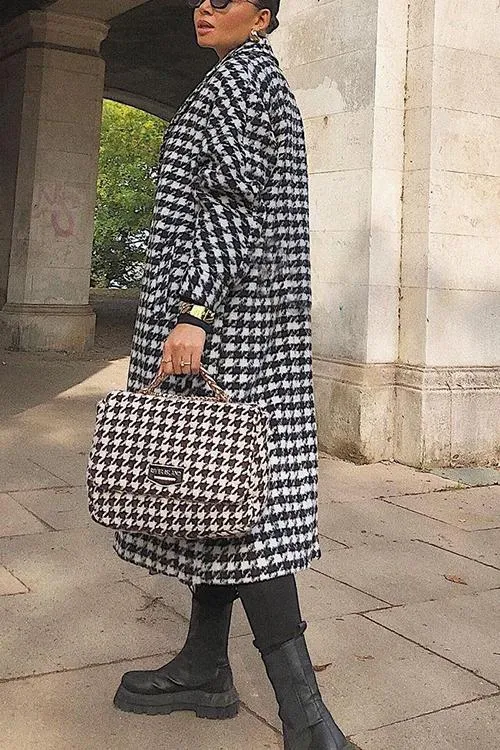 Purpdrank - Houndstooth Lapel Woolen Coat