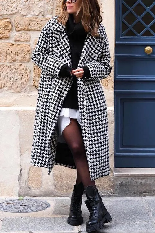 Purpdrank - Houndstooth Lapel Woolen Coat