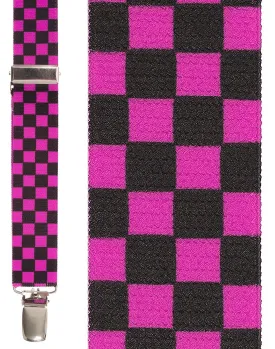 "Black & Hot Pink Checkers" Suspenders