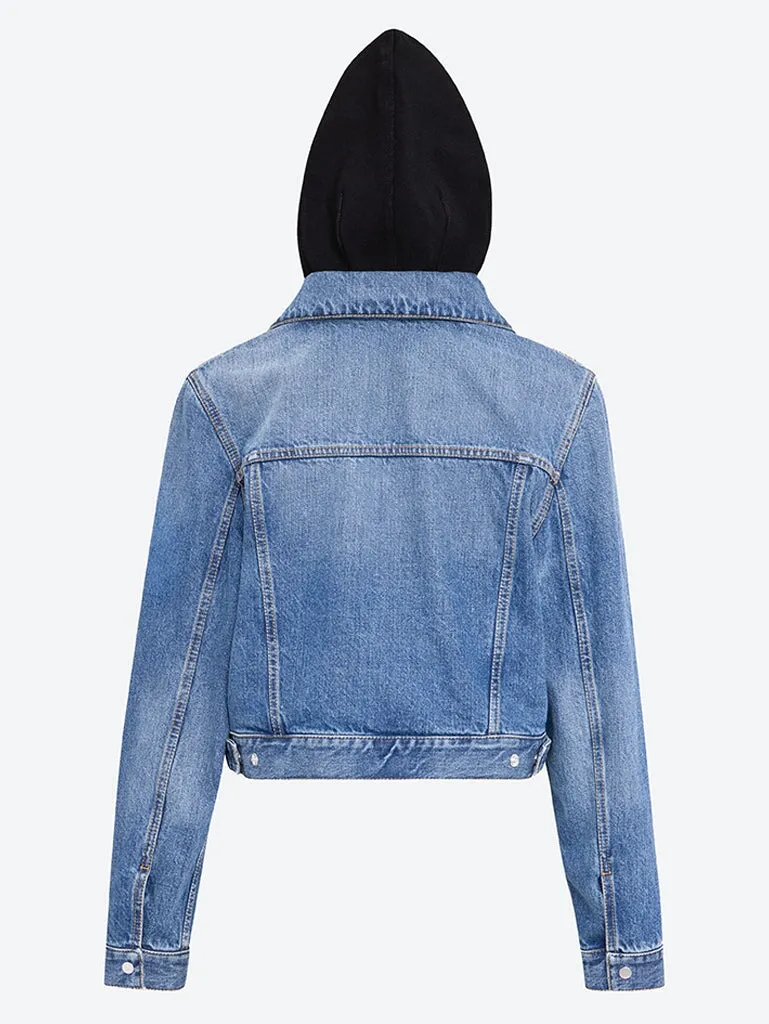 Stone denim hooded jacket