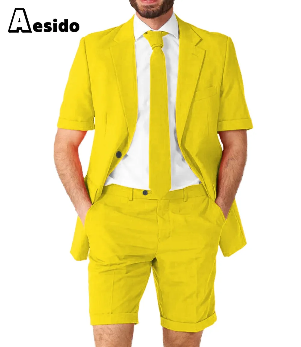 Summer Notch Lapel Leisure Suit For Men (Blazer Shorts)