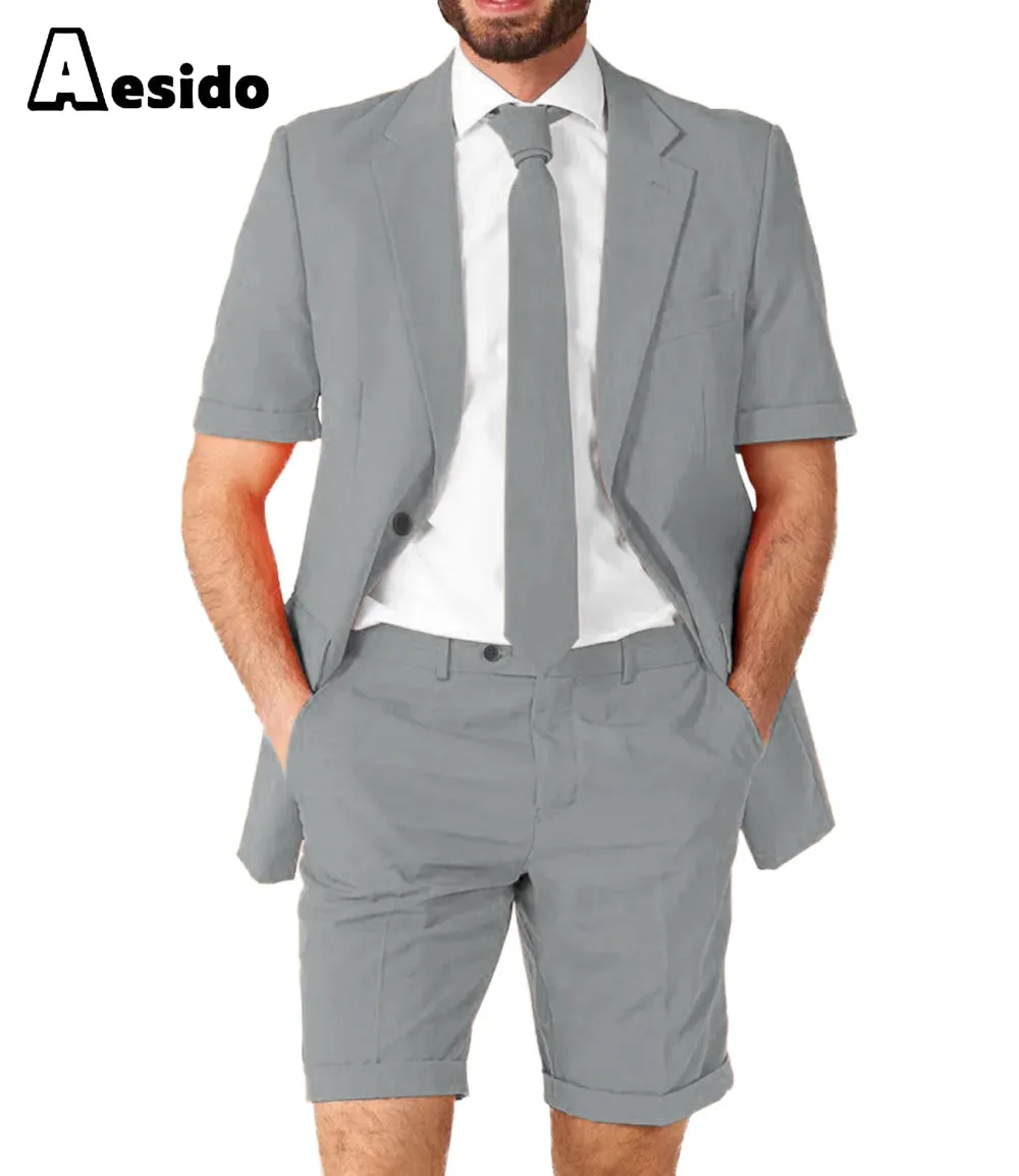 Summer Notch Lapel Leisure Suit For Men (Blazer Shorts)