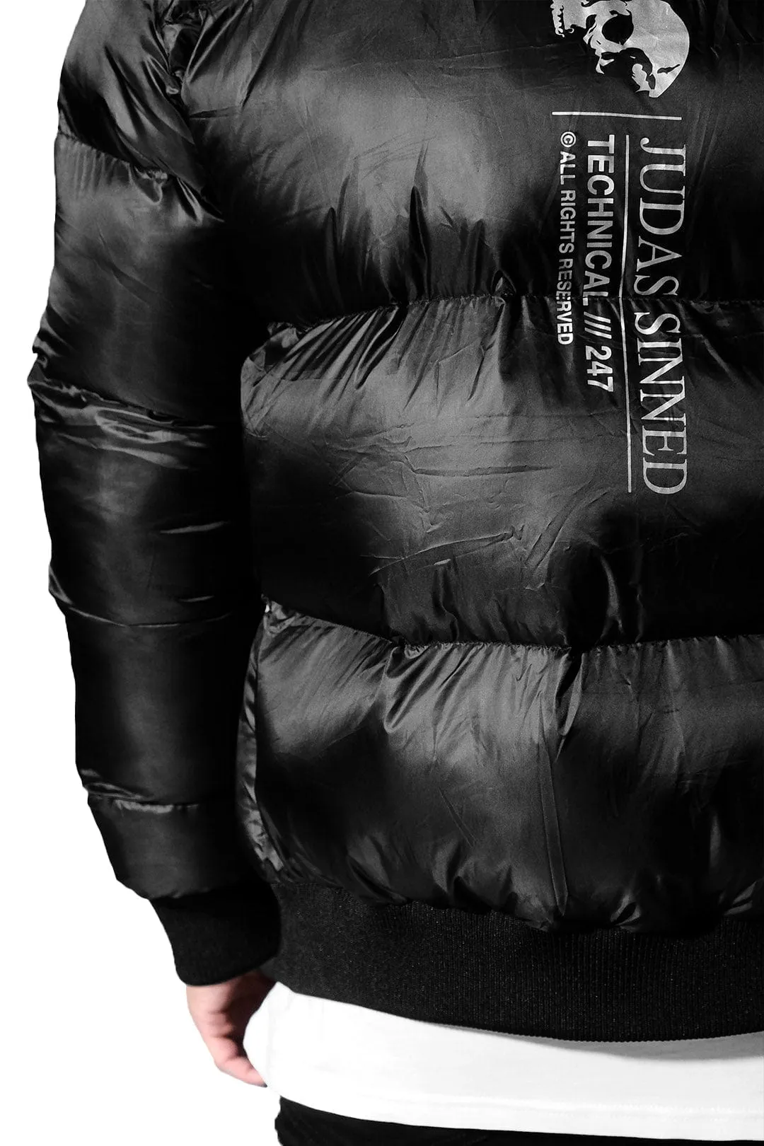 Tech Reflective Print Men's Puffer Jacket - Black