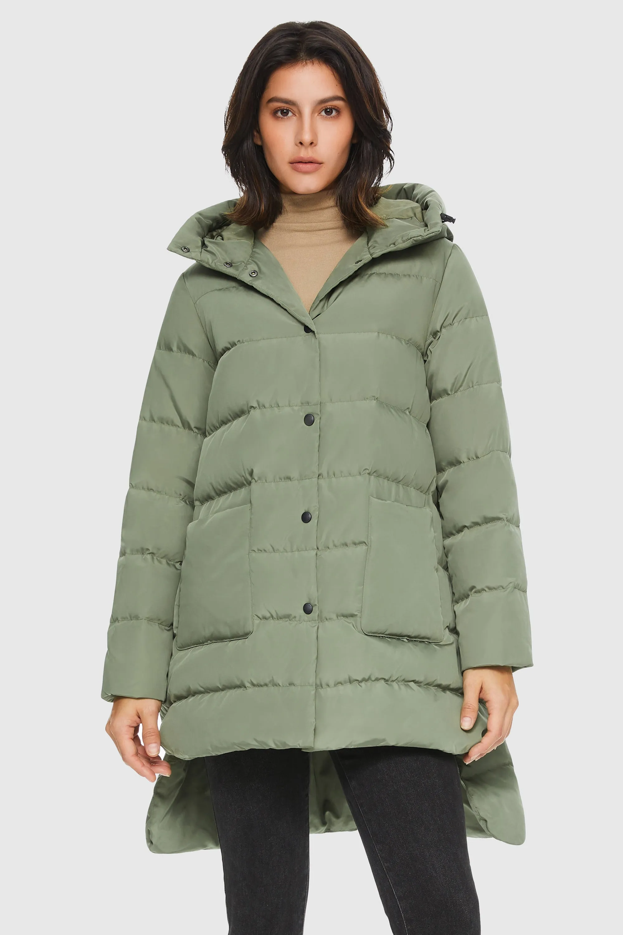 Unique Cut Hooded Puffer Coat