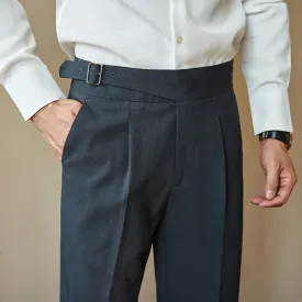 Wiaofellas  -  British Elegant Colgate Men's Belt Style Naples Trousers Business Casual Formal Suit Trousers.Straight Tube