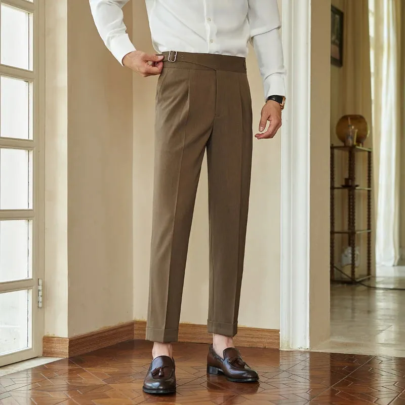 Wiaofellas  -  British Elegant Colgate Men's Belt Style Naples Trousers Business Casual Formal Suit Trousers.Straight Tube