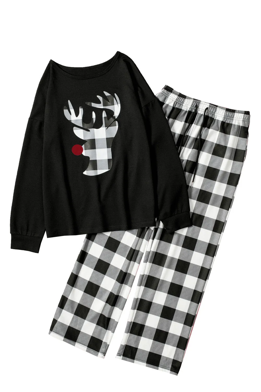 Womens Christmas Reindeer Graphic Tops And Pants Lounge Set