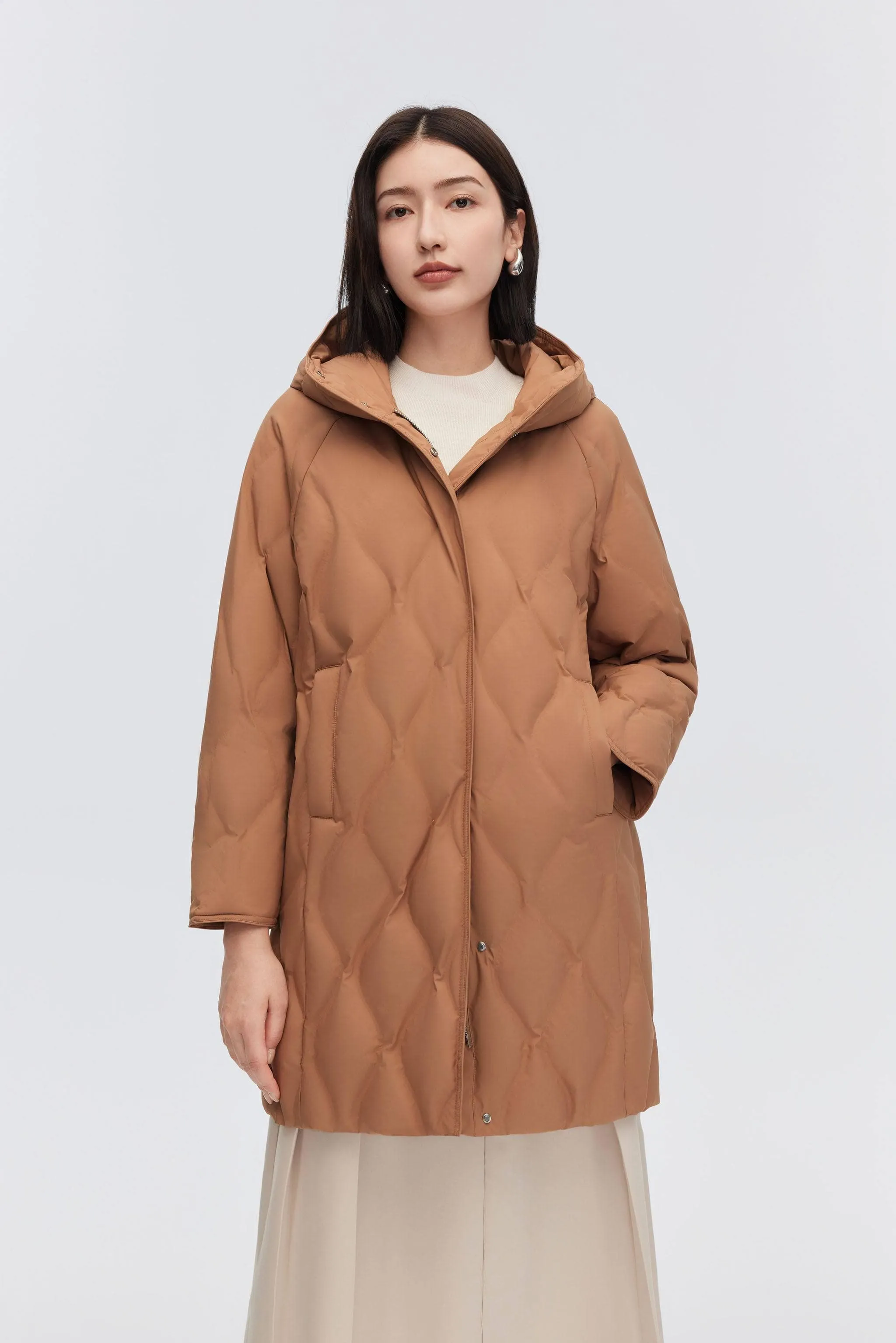 Women's Classic Business Thigh Length Goose Down Coat