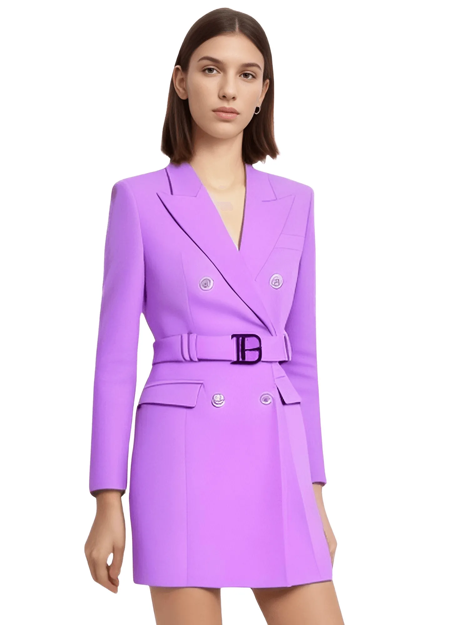 Women's Double Breasted Suit Dress With Belt - In 12 Colors!