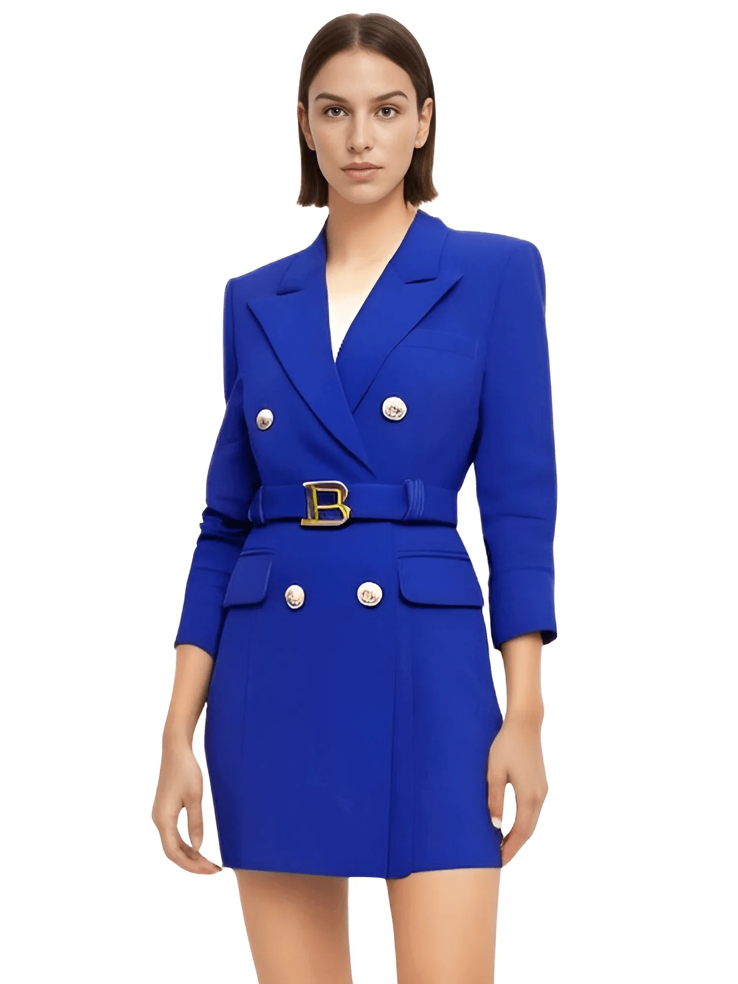 Women's Double Breasted Suit Dress With Belt - In 12 Colors!