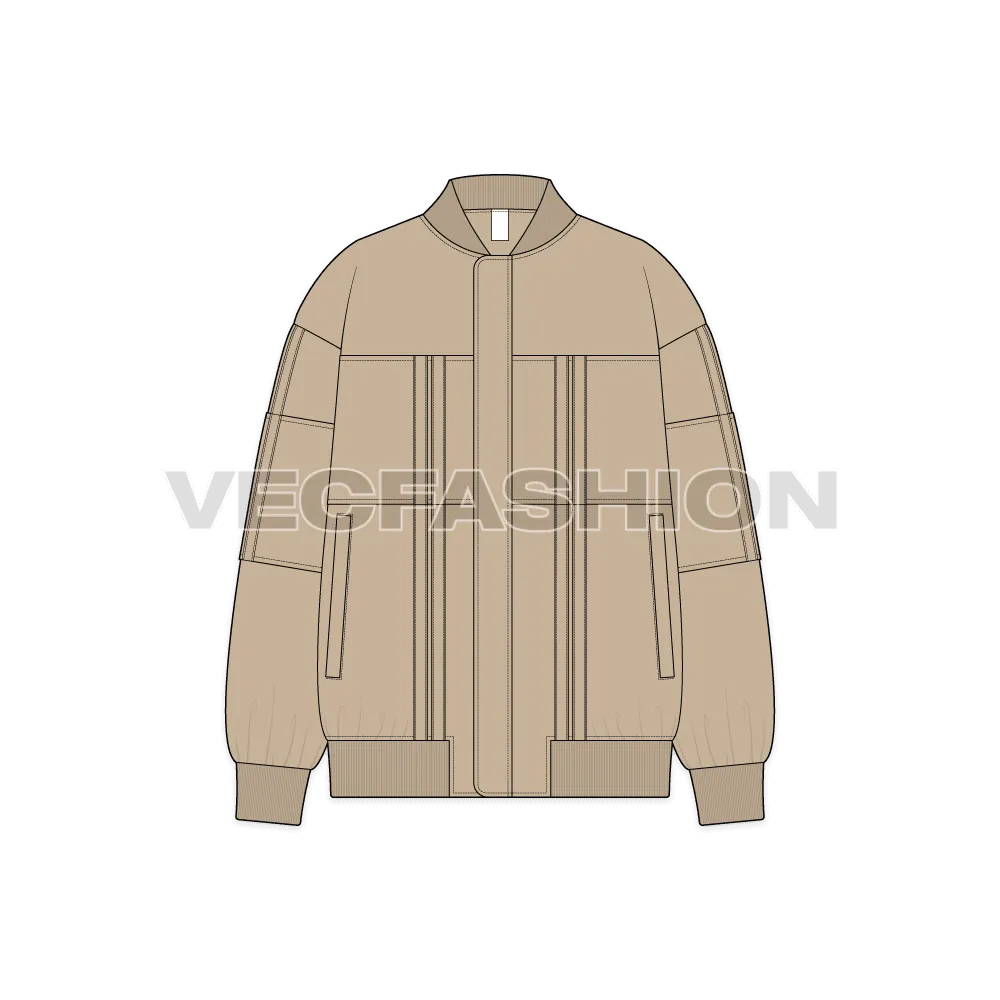 Womens Oversized Jacket Flat Sketch