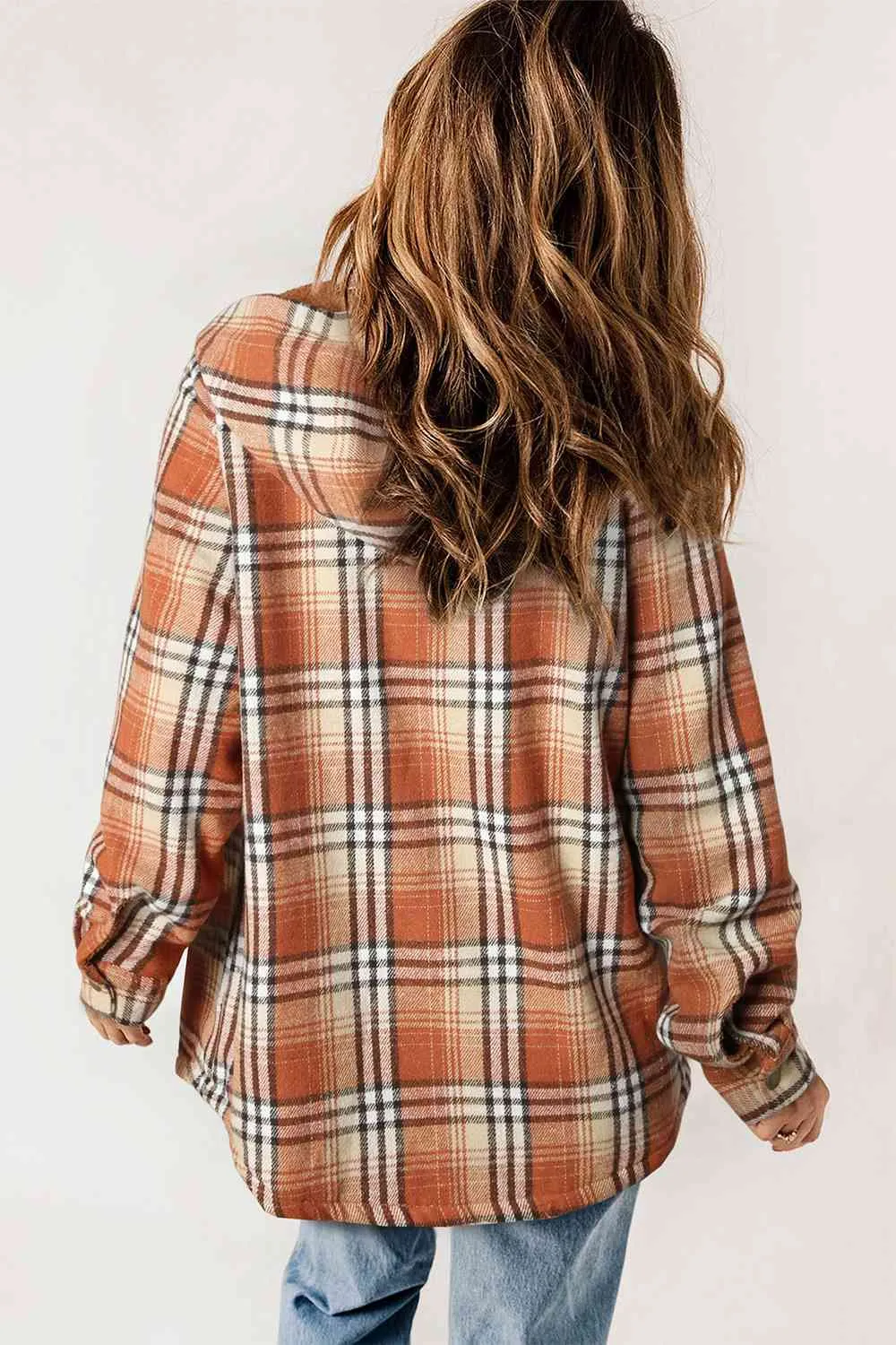 Women’s Plaid Snap Jacket Fall and Winter Fashion - Checkered Shirt Jacket