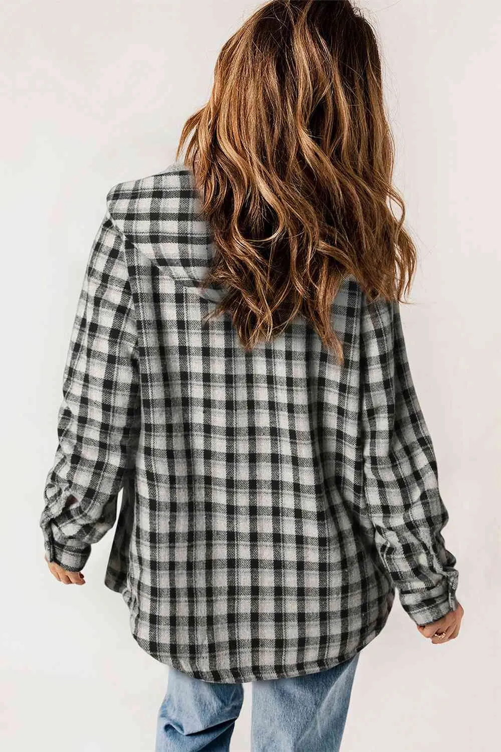 Women’s Plaid Snap Jacket Fall and Winter Fashion - Checkered Shirt Jacket